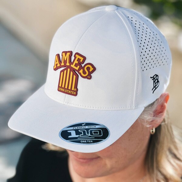 Branded Bills Ames 5-Bar White Curved Performance Hat
